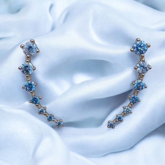 Dainty Dazzling Genuine Aquamarine Silver Earrings - Picture 5 of 6